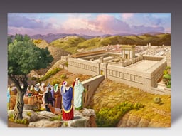 Laminated Colorful Wall Poster - Pilgrim Jews arriving at Temple Mount