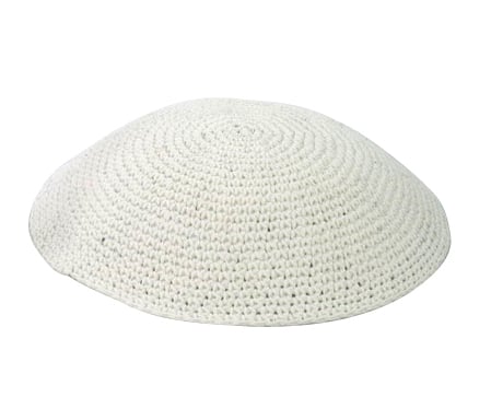 White Thick Knitted Kippah