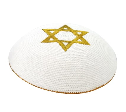 Gold Star of David knitted kippah