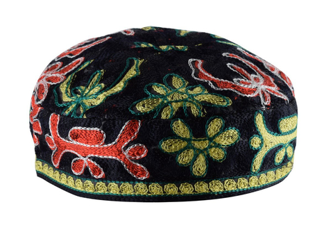 Black Bucharian Hand Embroidered Kippah