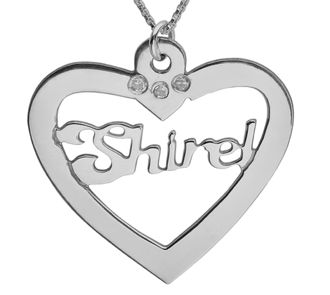 Silver English Heart Custom Name Necklace