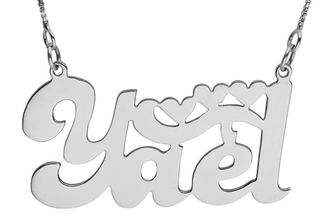 Hearts Silver English Custom Name Necklace