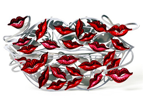 David Gerstein Free Standing Double Sided Lips Sculpture - One Hundred Kisses
