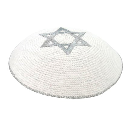 Silver Star of David knitted kippah