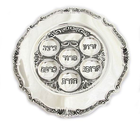 Round Silver Plated Passover Plate