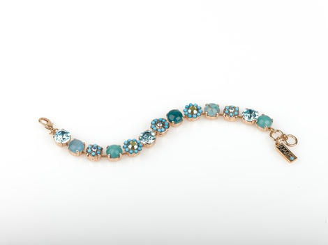 Amaro Handcrafted Rose Gold Plate Bracelet, Blue Semi Precious Gems