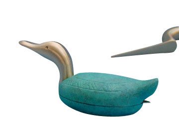 Shraga Landesman Turquoise Duck Brass Patina Paper Weight and Letter Opener