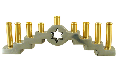 Gold aluminum Ladder Design with Cutout Star of David Chanukah Menorah