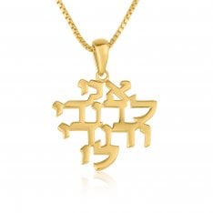 14K Gold Necklace with Ani Ledodi veDodi Li Pendant - I am for my Beloved