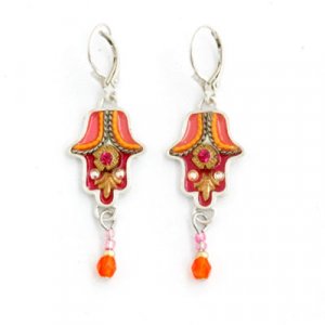 Shades of Orange Hamsa Earrings by Ester Shahaf