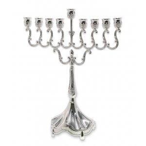 Classic Curved Chanukah Menorah for Candles, Silver - 8 Inches