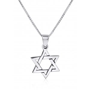 925 Sterling Silver Interlocking Triangles Star of David Necklace for Women or Men