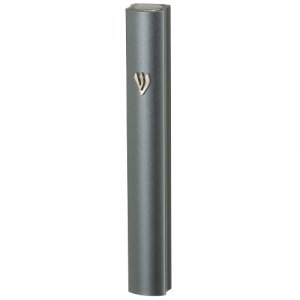 Aluminum Mezuzah Case with Side Channel - Dark Gray
