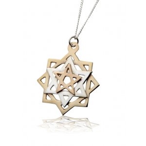 Ha'Ari Kabbalah Tikun Hava Pendant Necklace - Three Stars in Gold and Silver