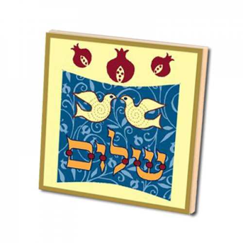 24 in pack Dorit Judaica Aluminum Magnet Shalom Doves - Hebrew