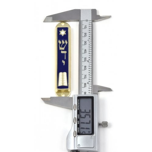 24K Gold Plated Mezuzah Case - Ten Commandments and Star of David