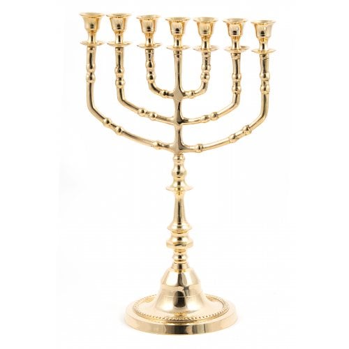 7 Branch Menorah Decorative - Gold Colored Brass 15