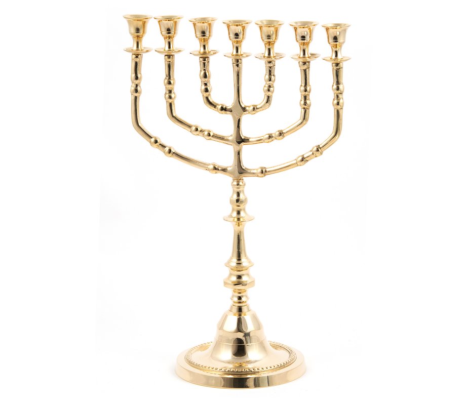 7 Branch Menorah Decorative - Gold Colored Brass 15
