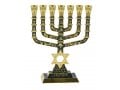 7 Branch Menorah Jerusalem & Judaic Images & Star of David, Dark Green - 9.5