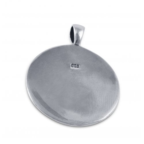 72 Names of God and Opal Stone Sterling Silver Necklace Pendant