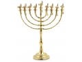 7-Branch Menorah, Golden Brass with Decorative Aladdin Lamp and Bell - 16