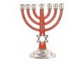 7-Branch Menorah, Red on Silver with Breastplate and Star of David  5.2