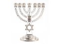 7-Branch Menorah, White on Silver with Breastplate and Star of David  5.2
