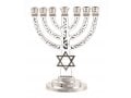 7-Branch Menorah, White on Silver with Breastplate and Star of David  5.2