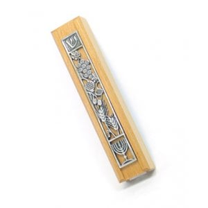 Wood Seven Species Mezuzah