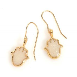 Pearl Colored Hamsa Earrings