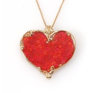 Small Delicate Coral Heart Necklace