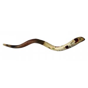 Jumbo Yemenite Hand Painted Shofar - Red Pomegranate