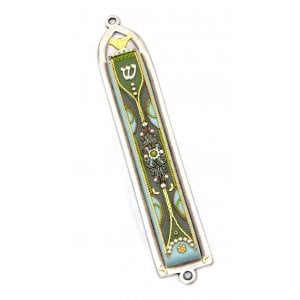 Green Oriental Design Mezuzah by Ester Shahaf