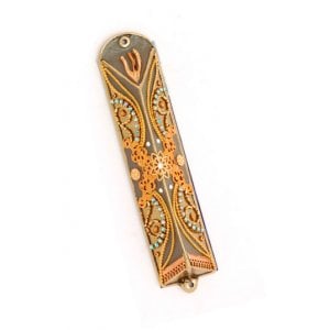 Triangle Pewter Mezuzah in Gold by Shades Ester Shahaf