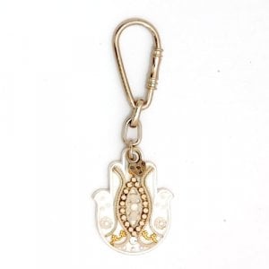 White-Gold Hamsa Key Chain by Ester Shahaf