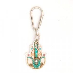 Turquoise Hamsa Keychain by Ester Shahaf