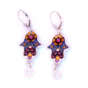 Oriental Hamsa Earrings in Silver by Ester Shahaf