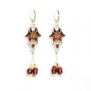 Autumn Shades Hamsa Dangle Earrings by Ester Shahaf