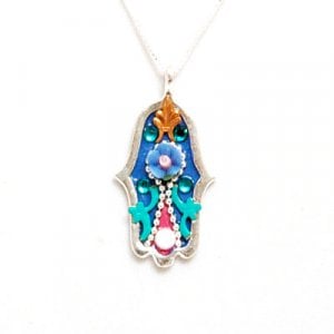 Flower Power Silver Hamsa Necklace by Ester Shahaf