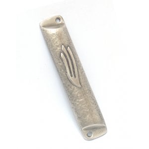 Pewter-Plated Rounded Mezuzah Case - Gray Color