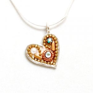 Silver Heart Necklace with Metallic Accents by Ester Shahaf