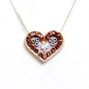 Silver Heart Necklace in Smoked Purple by Ester Shahaf