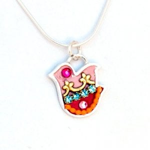 Dove Necklace in Pink and Orange by Ester Shahaf