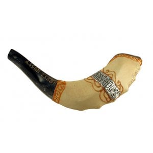 Dark Hand Painted Rams Horn Shofar -Jerusalem