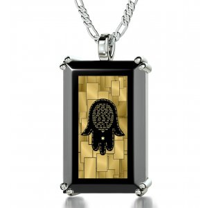 Nano Jewelry Silver Jewish Pendant For Men Hamsa With The Traveler's Prayer