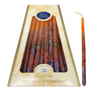 Handmade Dripless Hanukkah Candles - Red and Orange Fiery Colors