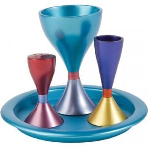 Yair Emanuel Contemporary Anodized Aluminum 4-Piece Havdalah Set - Multicolored