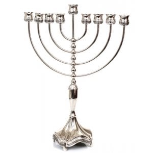 Silver Plated Chanukah Menorah, Smooth Design – 18.5 Inches Height