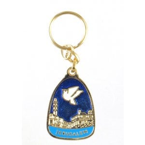 Jerusalem Keychain with Dove of Peace