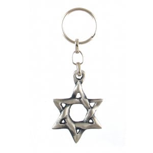 Classic Silver Star of David Keychain - Pewter